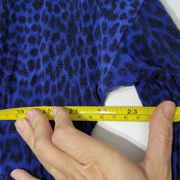 Micheal by Micheal Kors Drape Neck Leopard Print Blouse Shirt Blue Black S - Picture 7 of 8
